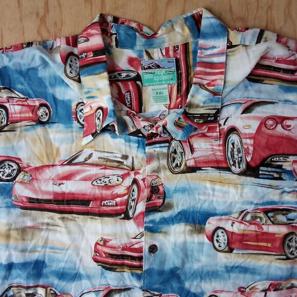 Vintage Reyn Spooner Red Corvette Hawaiian Shirt - Picture 1 of 5
